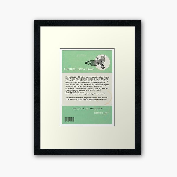 KES: A Kestrel For A Knave Book Blurb Framed Art Print
