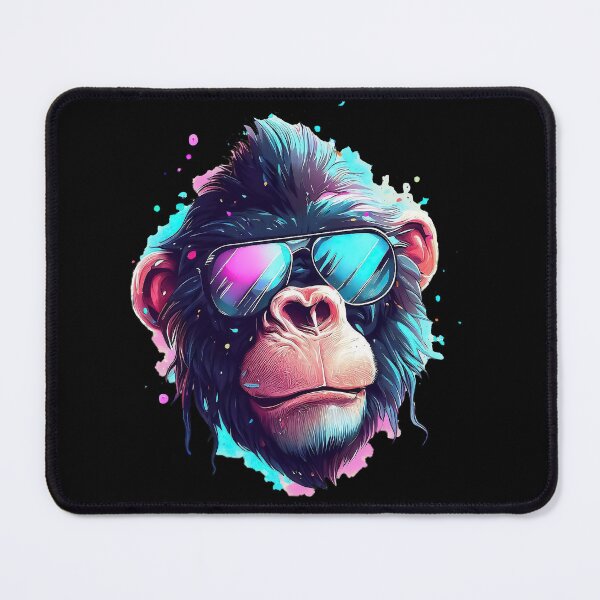 Item preview, Cool Chimpanzee wearing sunglasses pastel watercolor splash designed and sold by TomFrontierArt.