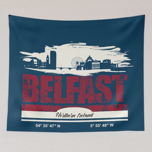 Artikelvorschau, Belfast Grunge City Skyline-Grafik entworfen und verkauft von DimDom.