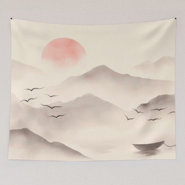 Item preview, Japanese landscape in watercolor designed and sold by OtterFactory.