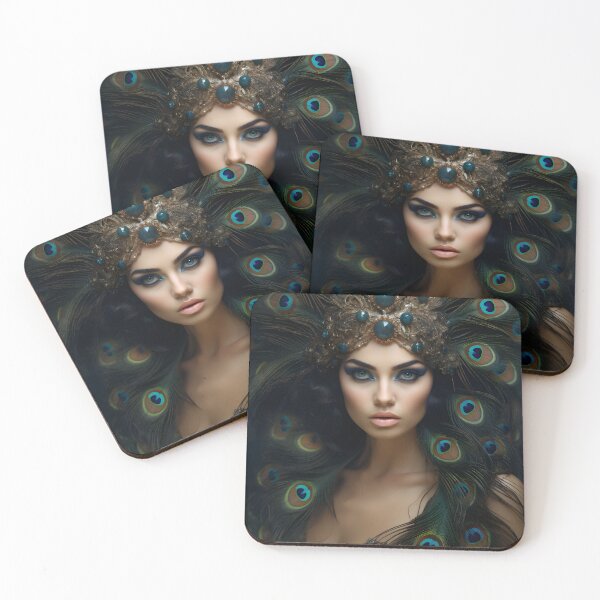 Item preview, Feathered Lady Abstract Woman Portrait Art designed and sold by PeteRascal.