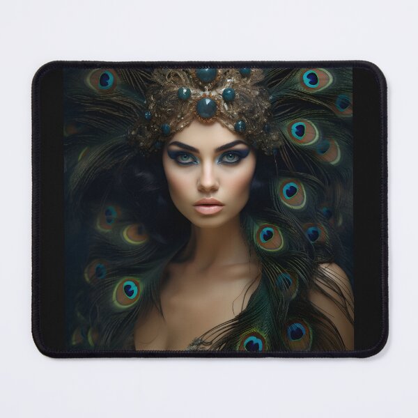 Item preview, Feathered Lady Abstract Woman Portrait Art designed and sold by PeteRascal.