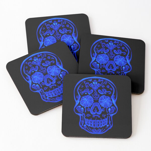Item preview, Blue Outline Dia de los Muertos Skull designed and sold by X-Peri-Merch.
