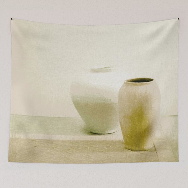 Item preview, Two earthenware ceramic pots. Image made using lines. designed and sold by EdgyEdgeArt.