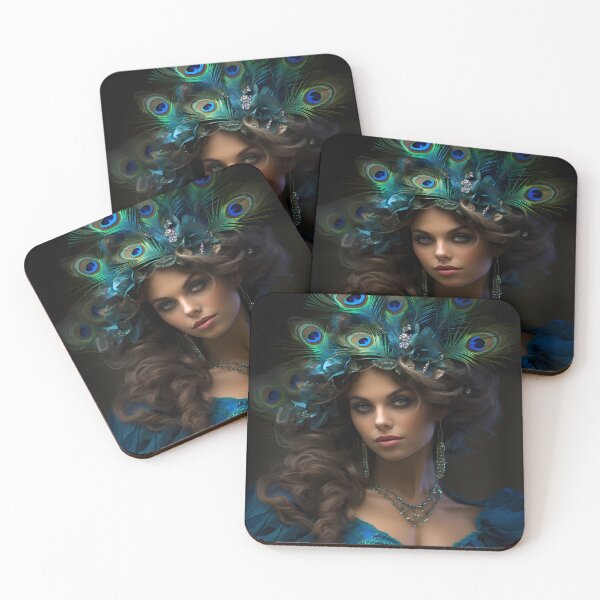 Item preview, Feathered Lady Abstract Woman Portrait Art designed and sold by PeteRascal.