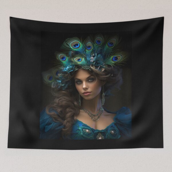 Item preview, Feathered Lady Abstract Woman Portrait Art designed and sold by PeteRascal.
