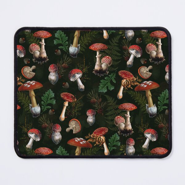 Item preview, Beautiful Midnight Mushroom Kingdom Black Botanical Night Garden Nightgarden designed and sold by UtArt.