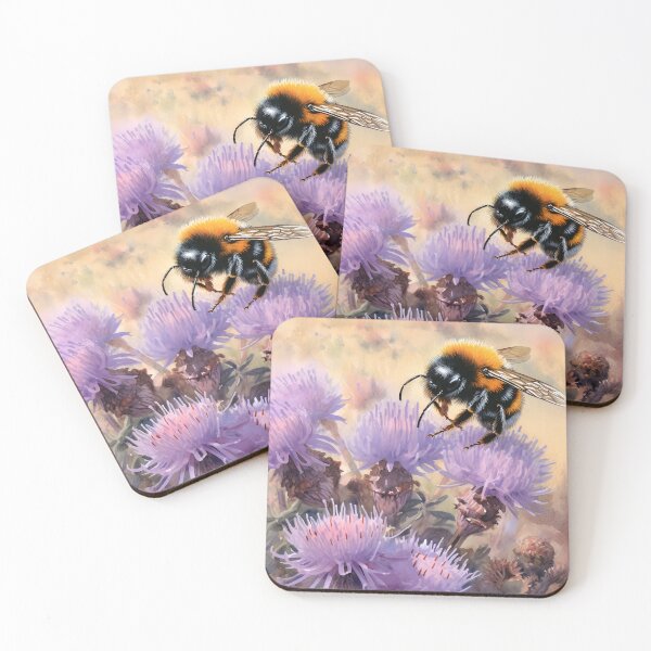 Item preview, Bee on the flower Botanical watercolor 2 designed and sold by Art by Lilia.