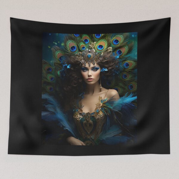 Item preview, Feathered Lady Abstract Woman Portrait Art designed and sold by PeteRascal.
