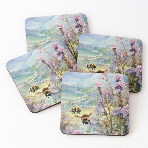 Item preview, Bee on the flower Botanical watercolor 3 designed and sold by Art by Lilia.