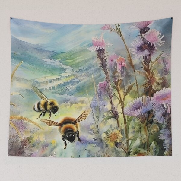 Item preview, Bee on the flower Botanical watercolor 3 designed and sold by Art by Lilia.