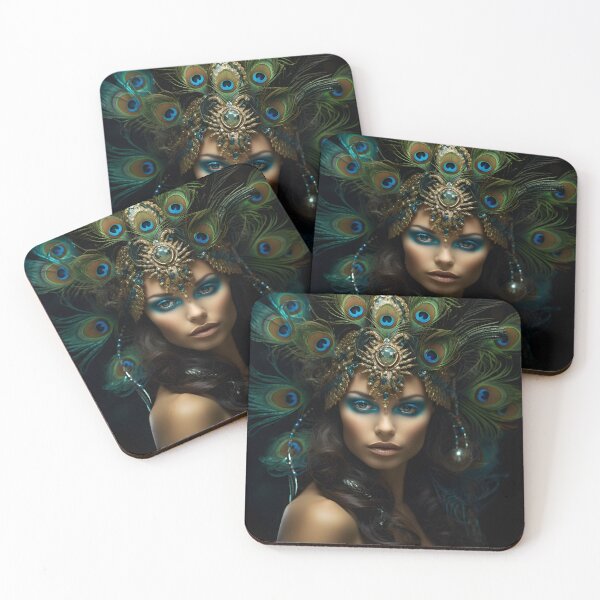 Item preview, Feathered Lady Abstract Woman Portrait Art designed and sold by PeteRascal.