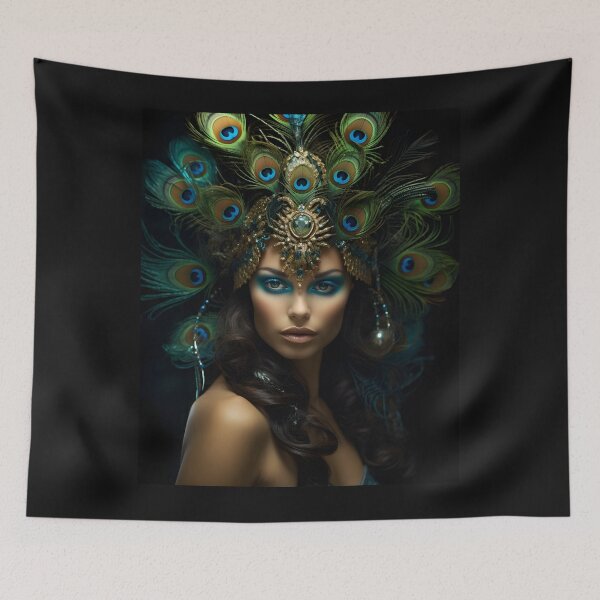 Item preview, Feathered Lady Abstract Woman Portrait Art designed and sold by PeteRascal.