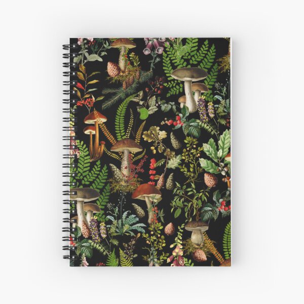 Item preview,  Vintage Midnight Mushrooms Forest Pattern - Black Botanical Night Garden Nightgarden designed and sold by UtArt.