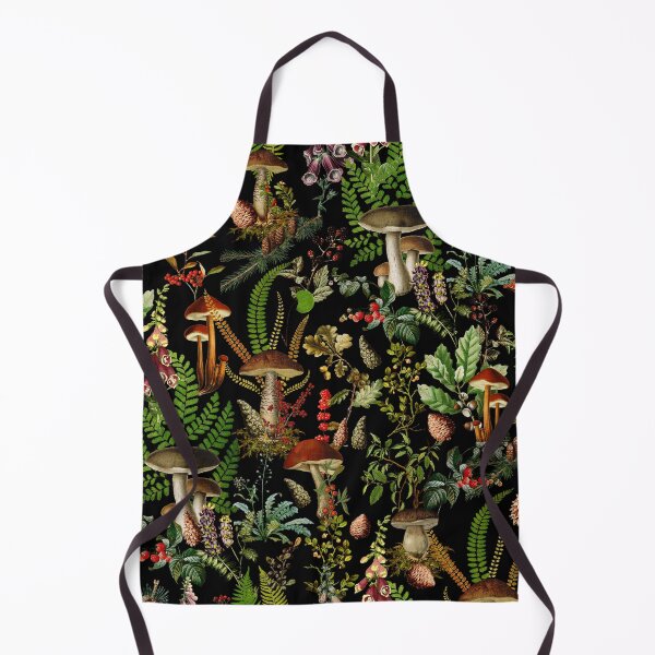 Item preview,  Vintage Midnight Mushrooms Forest Pattern - Black Botanical Night Garden Nightgarden designed and sold by UtArt.