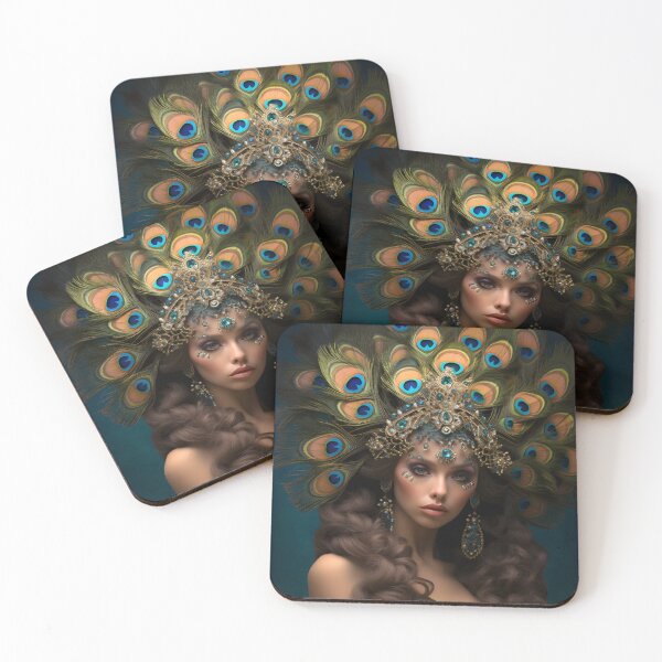 Item preview, Feathered Lady Abstract Woman Portrait Art designed and sold by PeteRascal.