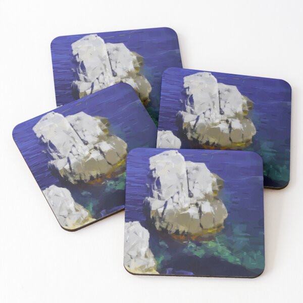 Item preview, Rocks in a deep blue ocean. Image made using geometric shapes. designed and sold by EdgyEdgeArt.