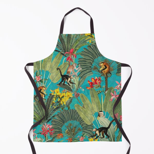 Item preview, Tropical Exotic Vintage Midnight Jungle Monkeys Night Garden- Turquoise Nightgarden designed and sold by UtArt.