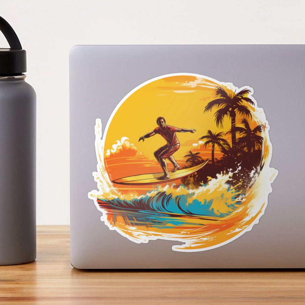 Surf Chillin Stoner Vinyl offers Sticker | Beach Bum Summer Tropical Island Paradise Sticker | Shaka Surf | Hang Loose Surfer Art | Car or Laptop