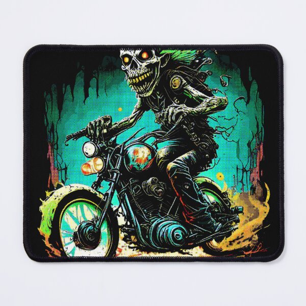 Item preview, Skeleton on a Harley motorcycle with fire racing designed and sold by mixreality.
