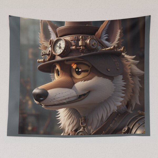 Item preview, 3D Steampunk Wolf Art Painting Design Print designed and sold by randomtdesigns.