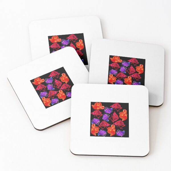 Item preview, Large painted roses on a black background designed and sold by FlowerandDesing.