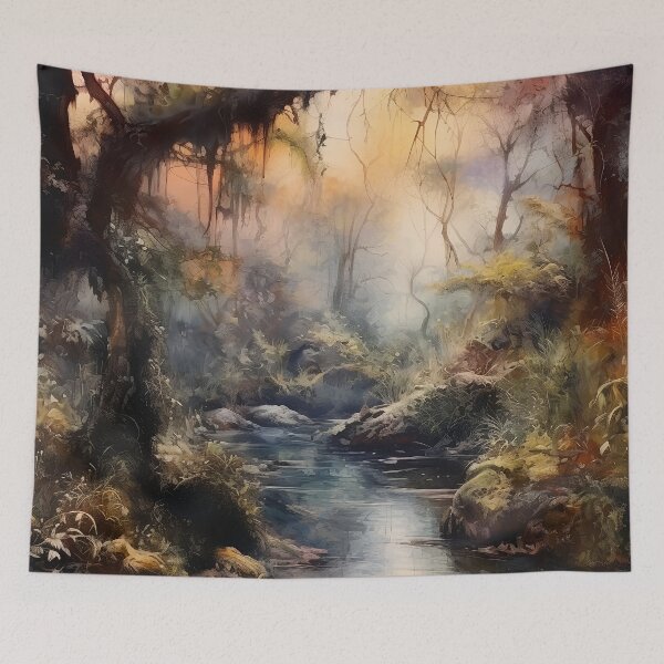 Item preview, River cascades through the beautiful woods at sunset 6 designed and sold by Art by Lilia.