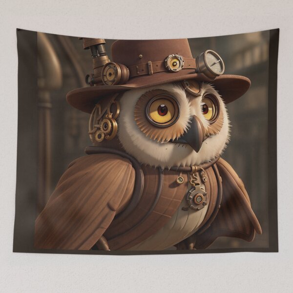 Item preview, 3D Steampunk Owl Art Painting Design Print designed and sold by randomtdesigns.