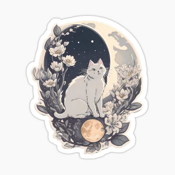 Item preview, Celestial Cat In Moonlight designed and sold by BBGIFTSUK.