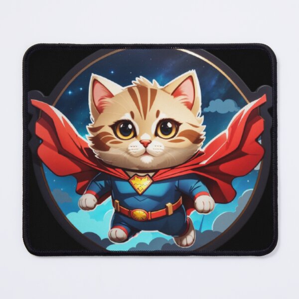Item preview, Superhero Whiskers Flying Feline Adventure - A Cartoon Cat Soaring through the Night Sky with an Adorable Cape designed and sold by Akira Miyamoto.