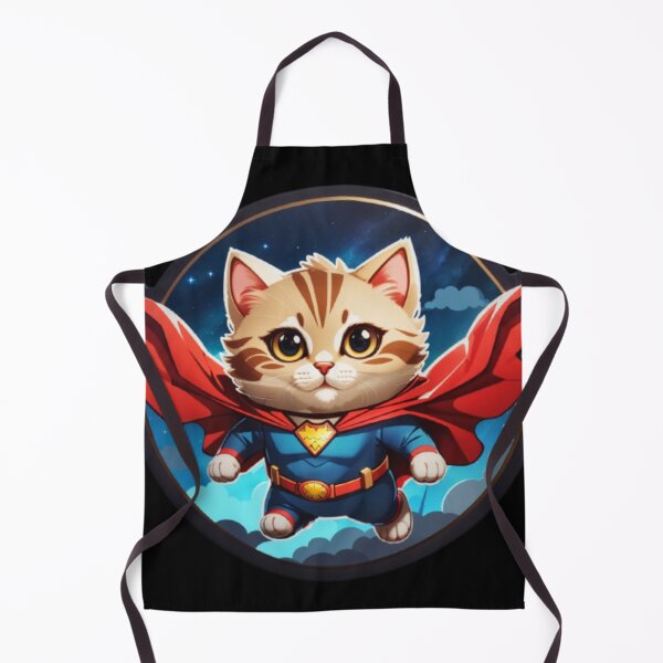 Item preview, Superhero Whiskers Flying Feline Adventure - A Cartoon Cat Soaring through the Night Sky with an Adorable Cape designed and sold by Akira Miyamoto.