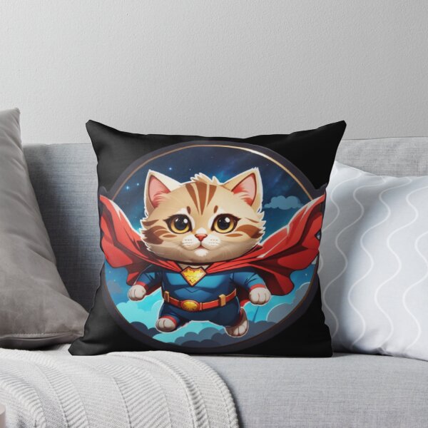 Item preview, Superhero Whiskers Flying Feline Adventure - A Cartoon Cat Soaring through the Night Sky with an Adorable Cape designed and sold by Akira Miyamoto.