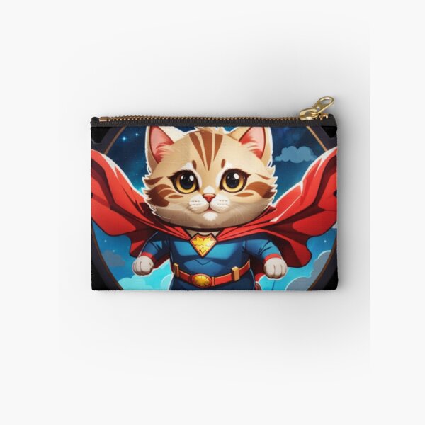 Item preview, Superhero Whiskers Flying Feline Adventure - A Cartoon Cat Soaring through the Night Sky with an Adorable Cape designed and sold by Akira Miyamoto.