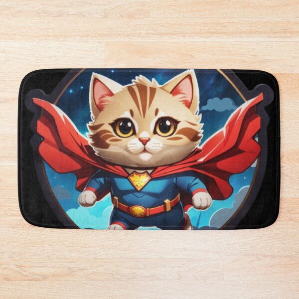 Item preview, Superhero Whiskers Flying Feline Adventure - A Cartoon Cat Soaring through the Night Sky with an Adorable Cape designed and sold by Akira Miyamoto.