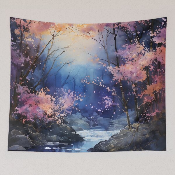 Item preview, River cascades through the beautiful woods at sunset 8 designed and sold by Art by Lilia.