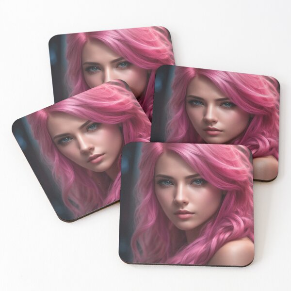 Item preview, Long Pink Hair Pretty Portrait designed and sold by CuratedChoices.
