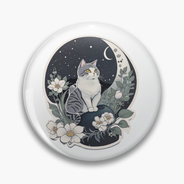 Item preview, Cute Cat Sitting Under Celestial Moon designed and sold by BBGIFTSUK.