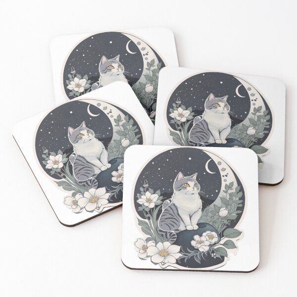 Item preview, Cute Cat Sitting Under Celestial Moon designed and sold by BBGIFTSUK.