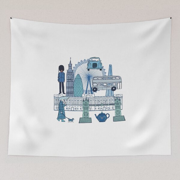 Item preview, London Collage in Blue designed and sold by esw22.