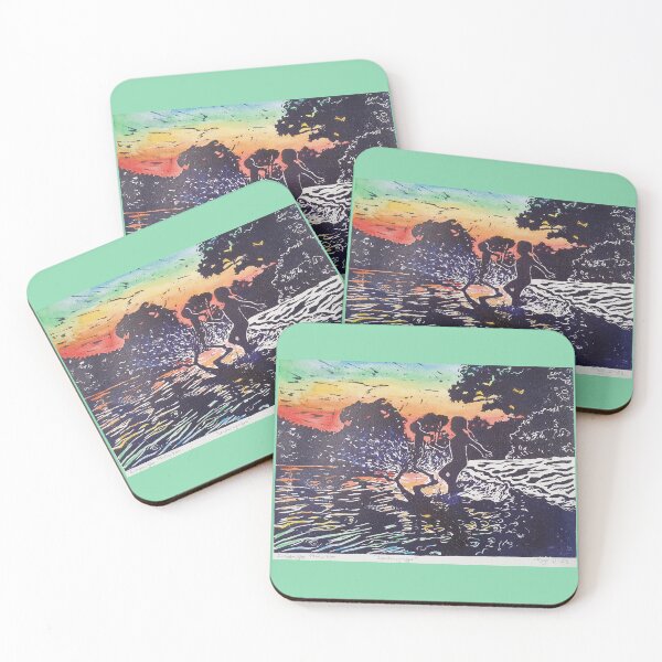 Item preview, Bathers green sunset designed and sold by Inga Dalsegg.