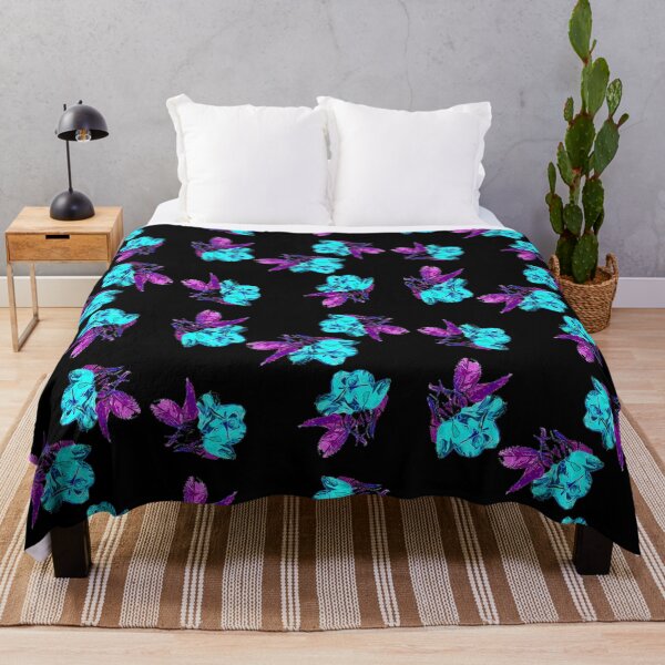 Item preview, Big blue flowers on a black background designed and sold by FlowerandDesing.