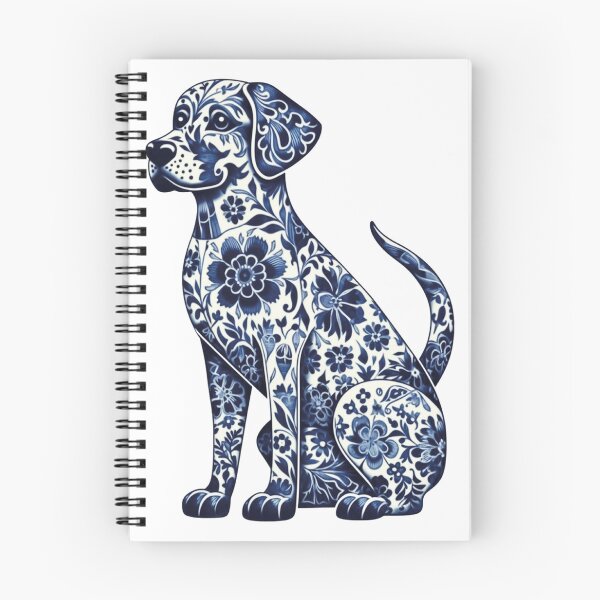 Item preview, Dog in blue flowers – MAJOLICA PATTERN 01 designed and sold by MadamPaperHazel.