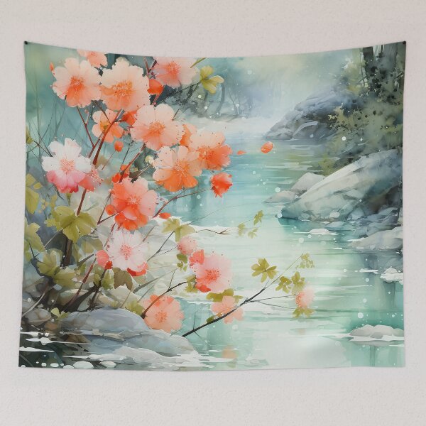 Item preview, River cascades through the beautiful woods at sunset 7 designed and sold by Art by Lilia.