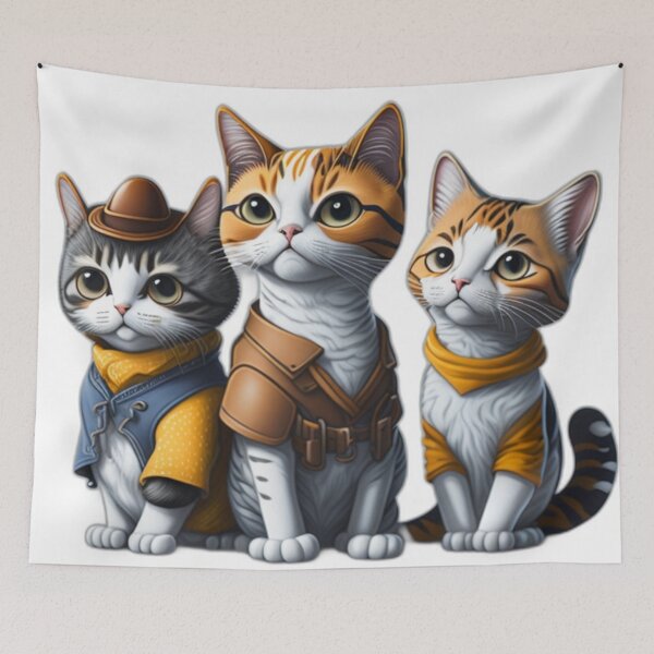Artikelvorschau, 3 süße Katzen im Cartoon-Stil von Jonathan P. und AI entworfen und verkauft von JonathanP514.