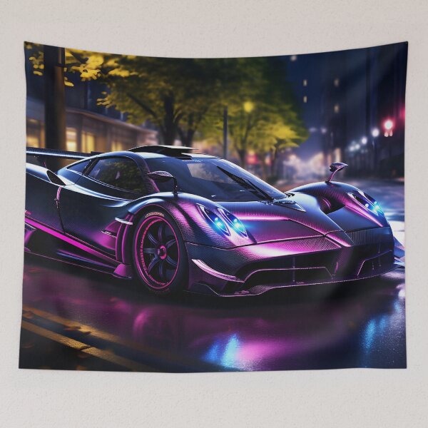 Item preview, Neon Elegance: The Striking Pagani Huayra in a Dazzling Glow designed and sold by Cr-AI-tive.