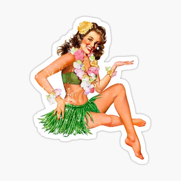 Vintage Hawaiian Hula Girl Sticker