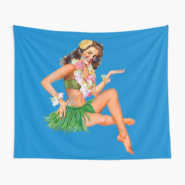 Vintage Hawaiian Hula Girl Tapestry