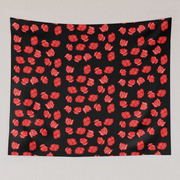 Item preview, Very red and small roses on black background designed and sold by FlowerandDesing.