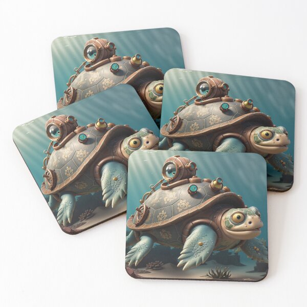 Item preview, Steampunk Sea Turtle Art Painting Design Print designed and sold by randomtdesigns.