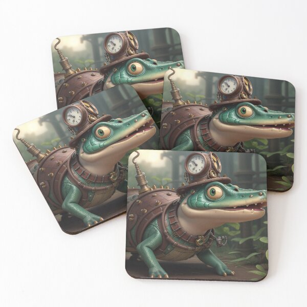 Item preview, Steampunk Crocodile Alligator Art Painting Design Print designed and sold by randomtdesigns.